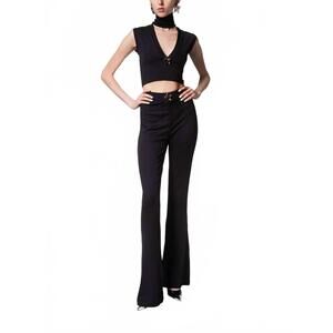 NEW AREA star stud flare pants in black
